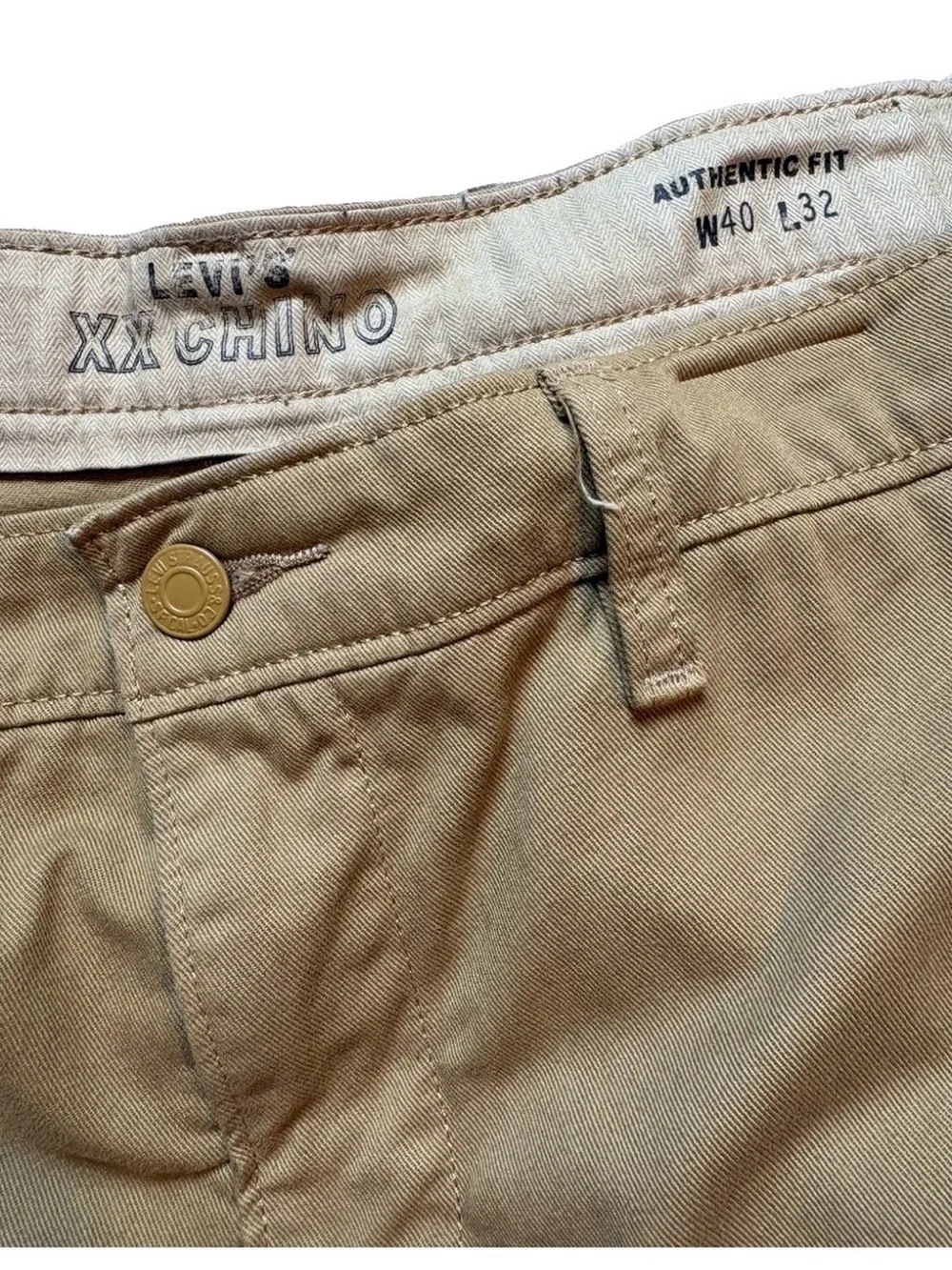 Levis XX Chino Authentic Men’s Pants Brown 100% Cotton Straight Leg Sz 40x32